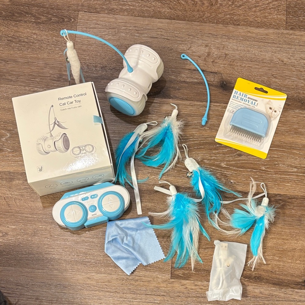 Remote Control Cat Toy with Blue Accents